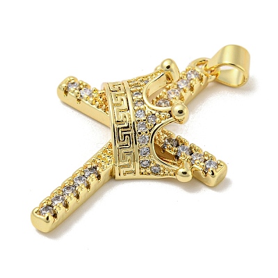 Rack Plating Brass Micro Pave Cubic Zirconia Pendants KK-F869-10G-1