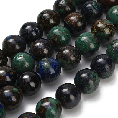 Natural Azurite Beads Strands G-Z110-C05-10mm-1