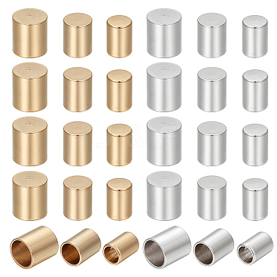 36Pcs 6 Style 201 Stainless Steel Cord Ends STAS-UN0044-40-1