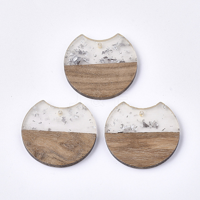 Resin & Walnut Wood Pendants X-RESI-T023-A-11I-1