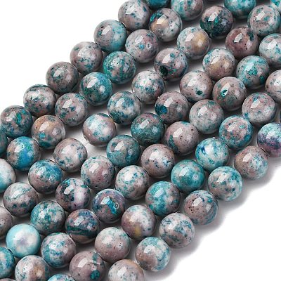 Natural Dyed Marble Beads Strands G-P593-8mm-03-1