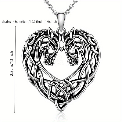 Alloy Viking Knot Heart Horse Pendant Necklaces FS-WG2DD1C-01-1