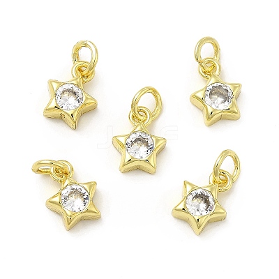 Brass Cubic Zirconia Charms KK-E068-VB228-1