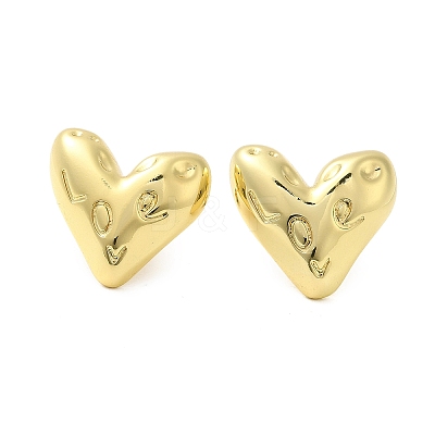 Rack Plating Brass Heart Stud Earrings EJEW-D073-08G-1