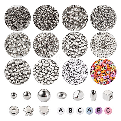 1550Pcs 12 Style Plating ABS & CCB Plastic Beads FIND-TA0002-43-1