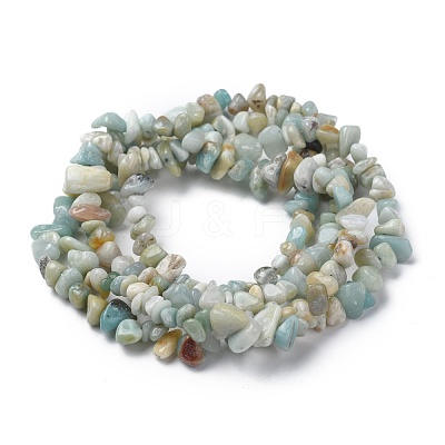Natural Flower Amazonite Chips Beads Strands G-M205-12-1