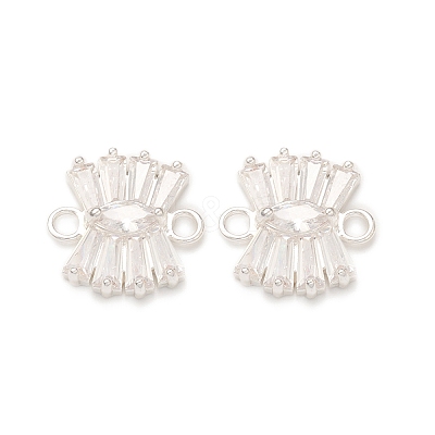 Brass Clear Glass Connector Charms KK-P228-72S-1