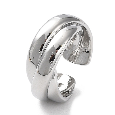 Rack Plating Brass Criss Cross Open Cuff Rings for Women RJEW-Q777-04P-1