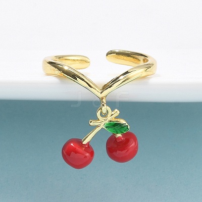 Brass with Enamel Cuff Rings RJEW-Q019-02A-G-1
