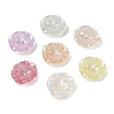 UV Plating Luminous Rainbow Iridescent Acrylic Beads LACR-R001-15A-1