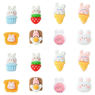 40Pcs 8 Styles Rabbit Theme Opaque Resin Cabochons RESI-CJ0003-78-1