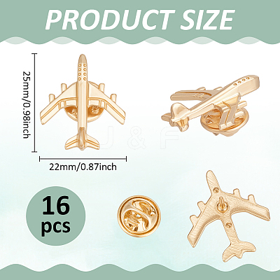 16Pcs Airplane Alloy Brooches for Backpack Clothes JEWB-PH0001-45KCG-1