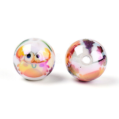 Ocean Theme Printed Opaque Acrylic Beads MACR-T048-07M-1