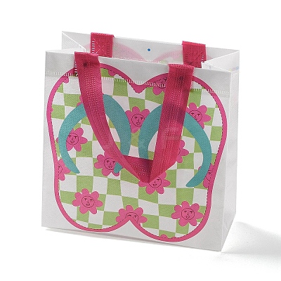 Summer Beach Theme Printed Flip Flops Non-Woven Reusable Folding Gift Bags with Handle ABAG-F009-E07-1