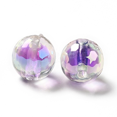 Two Tone UV Plating Rainbow Iridescent Acrylic Beads LS-TACR-D010-03B-07-1