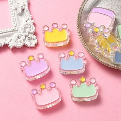 10Pcs 5 Colors Transparent Acrylic Beads ACRC-YW0001-01-1