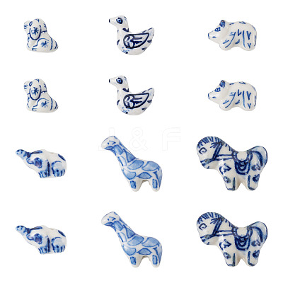 12Pcs 6 Styles Handmade Porcelain Beads PORC-TA0001-68-1