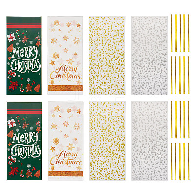100Pcs 4 Styles Christmas Theme OPP Cellophane Candy Packaging Bags ABAG-TA0002-08-1