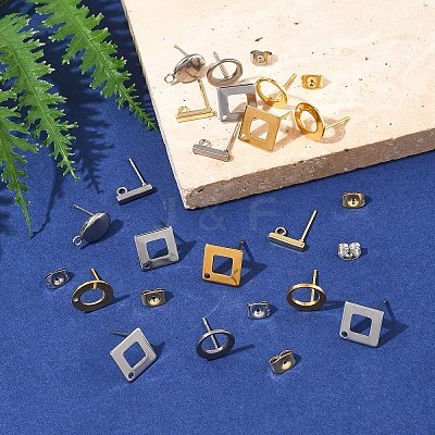 16Pcs 8 Styles 304 Stainless Steel Stud Earring Findings STAS-FS0001-84-1