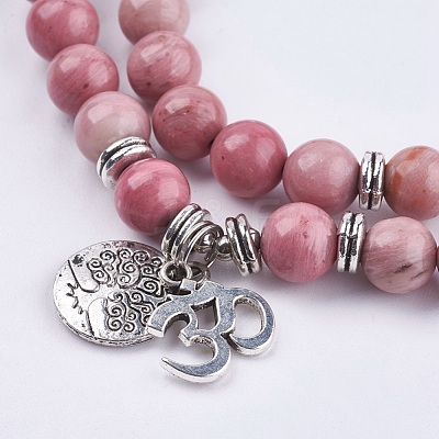 Natural Rhodochrosite Wrap Bracelets BJEW-E329-06C-1