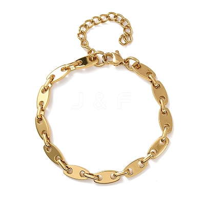 304 Stainless Steel Coffee Bean Chain Bracelets for Women BJEW-F536-11G-1