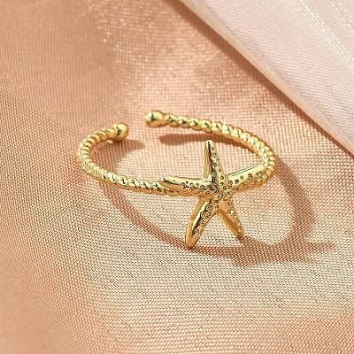 Brass Cuff Rings for Women RJEW-C123-08E-G-1