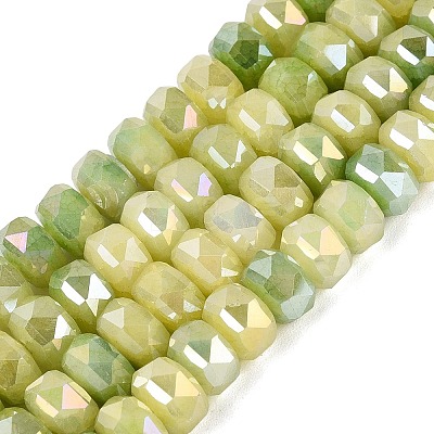 Electroplate Crackle Imitation Jade Glass Beads Strands EGLA-Q135-01A-C06-1