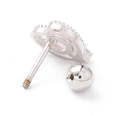 Heart Cat Eye Stud Earrings for Women LS-EJEW-A065-01P-1