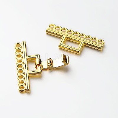 9 Strands Alloy and Brass Fold Over Clasps PALLOY-N0112-04G-1