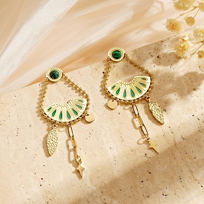 304 Stainless Steel Fan Stud Earrings for Women EJEW-Z065-05G-1