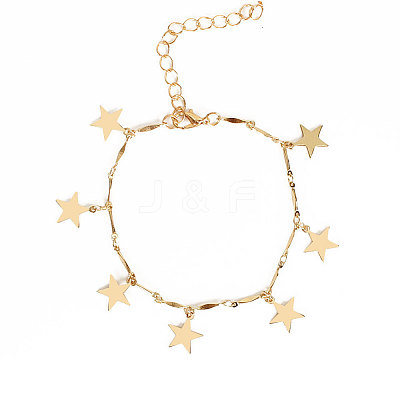 Alloy Charm Bar Link Chain Anklets for Women FS-WG66C6C-02-1