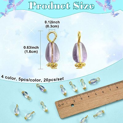 20Pcs 4 Colors Baking Paint Transparent Glass Pendants PALLOY-FS00074-1