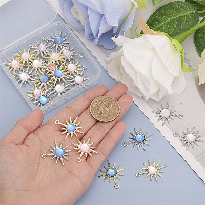 24Pcs 6 Styles Rack Plating Alloy Pendants FIND-CA0008-01-1