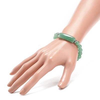 Natural Green Aventurine Beaded Stretch Bracelet BJEW-JB08879-03-1