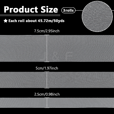 3 Rolls 3 Styles Elastic Polyester Deco Mesh Ribbons DIY-NB0013-55B-1