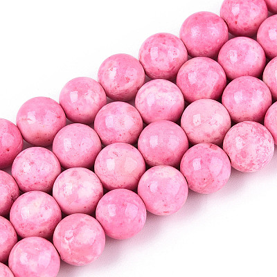 Dyed Synthetic Fossil Beads Strands G-T139-8mm-66C-1