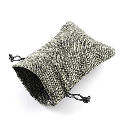 Polyester Imitation Burlap Packing Pouches Drawstring Bags ABAG-R005-18x13-04-1