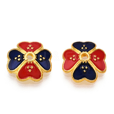 4-Petal Alloy Enamel Bead Caps X1-ENAM-TAC0023-10-1
