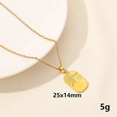 Vintage 304 Stainless Steel Rectangle Sun Pendant Necklaces ZQ4868-8-1