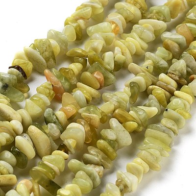 Natural Lemon Jade Chip Bead Strands G-M205-22-1