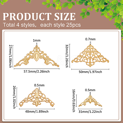 100Pcs 4 Styles Iron Filigree Joiners Links IFIN-PH0002-32-1