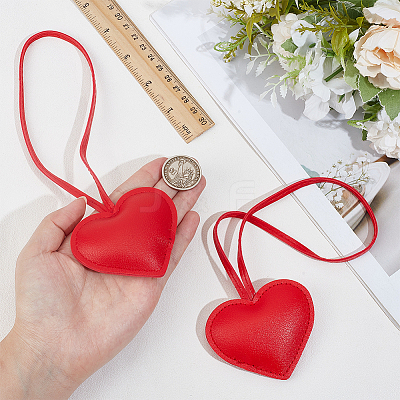 PU Leather Heart Pendant Decorations HJEW-CL0001-12A-1