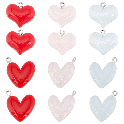 36Pcs 6 Styles Transparent & Opaque Resin Pendants RESI-SC0002-97-1