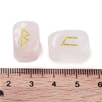 Rectangle Natural Rose Quartz Rune Stones G-Z059-01C-1