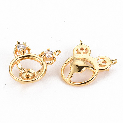Brass Micro Pave Clear Cubic Zirconia Peg Bails Pendants Links KK-S356-275-NF-1
