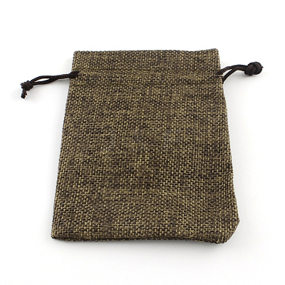 Polyester Imitation Burlap Packing Pouches Drawstring Bags ABAG-R005-9x12-05-1