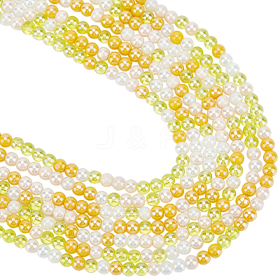 8 Strands Transperant Electroplate Glass Beads Strands GLAA-BBC0001-04C-1