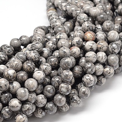 Natural Map Stone Beads Strands G-P075-15-4mm-1