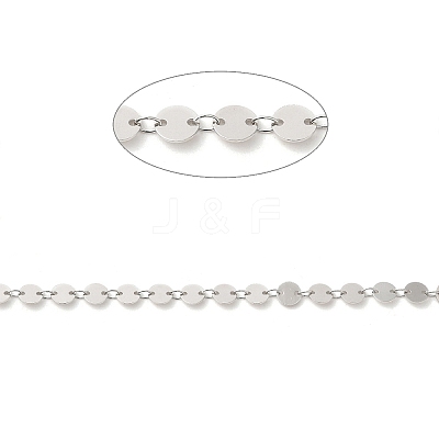 Anti-Tarnish Rhodium Plated 925 Sterling Silver Flat Round Link Chains STER-NH0001-27A-P-1