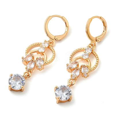 Rack Plating Golden Brass Dangle Leverback Earrings EJEW-B037-13G-1